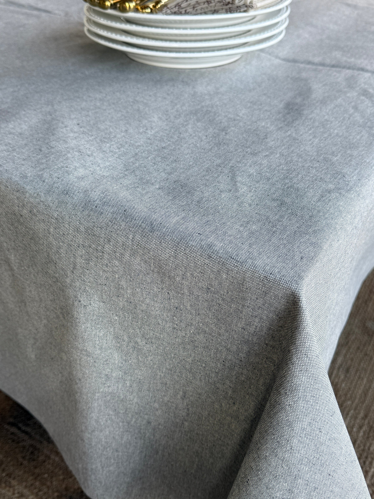 Mantel redondo RUSTIC gris resinado