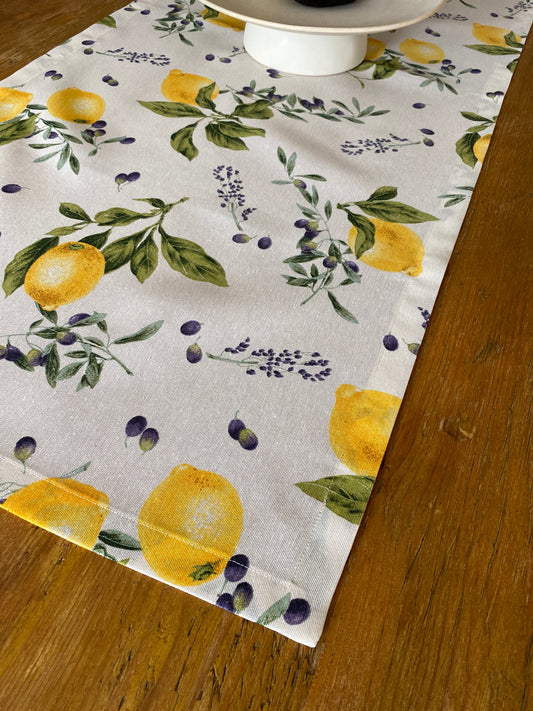 Lemons, cotton table runner