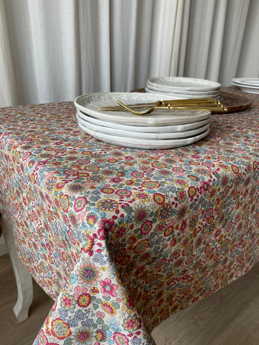 Happy, cotton tablecloth