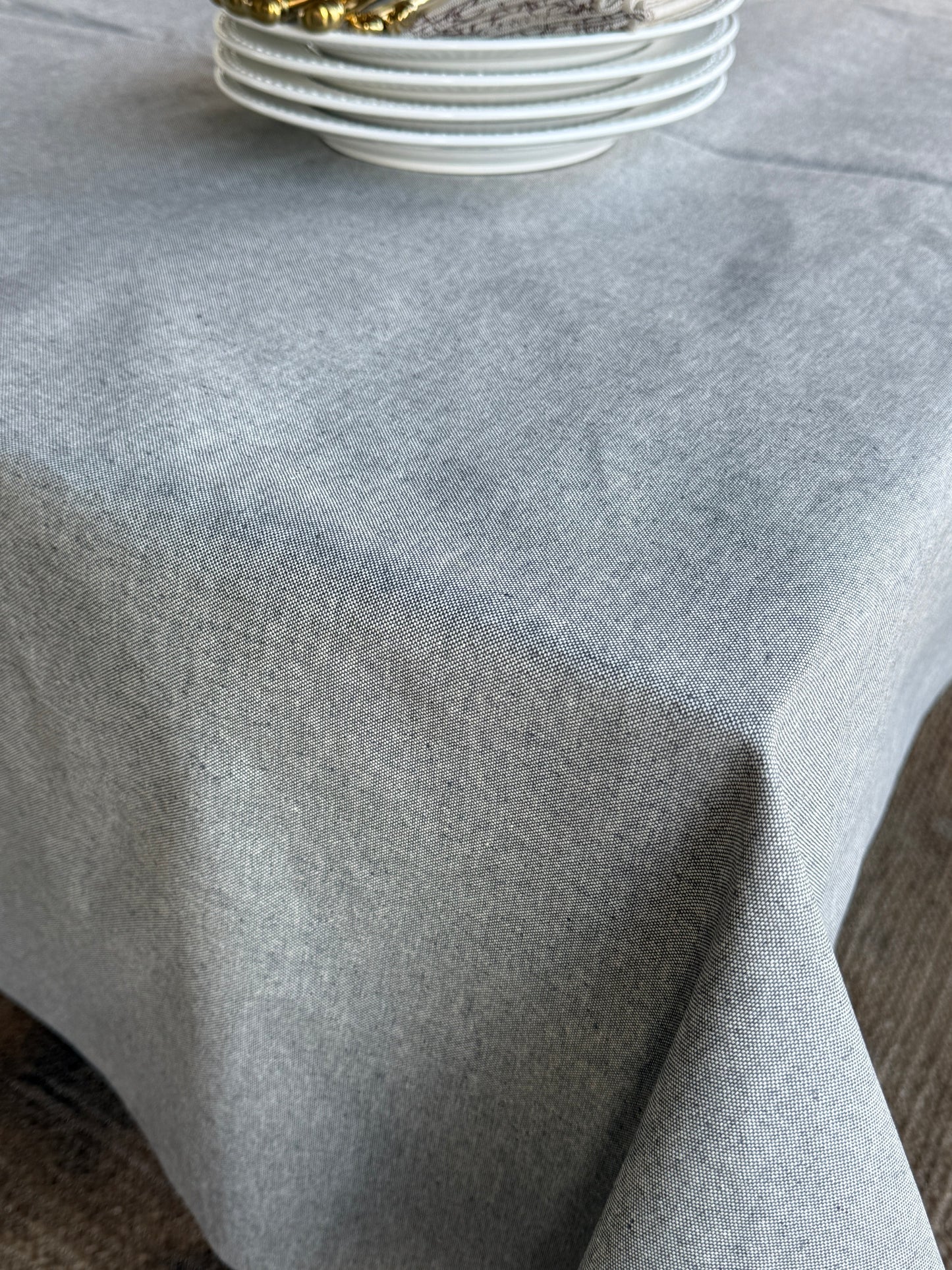 Mantel redondo RUSTIC gris resinado