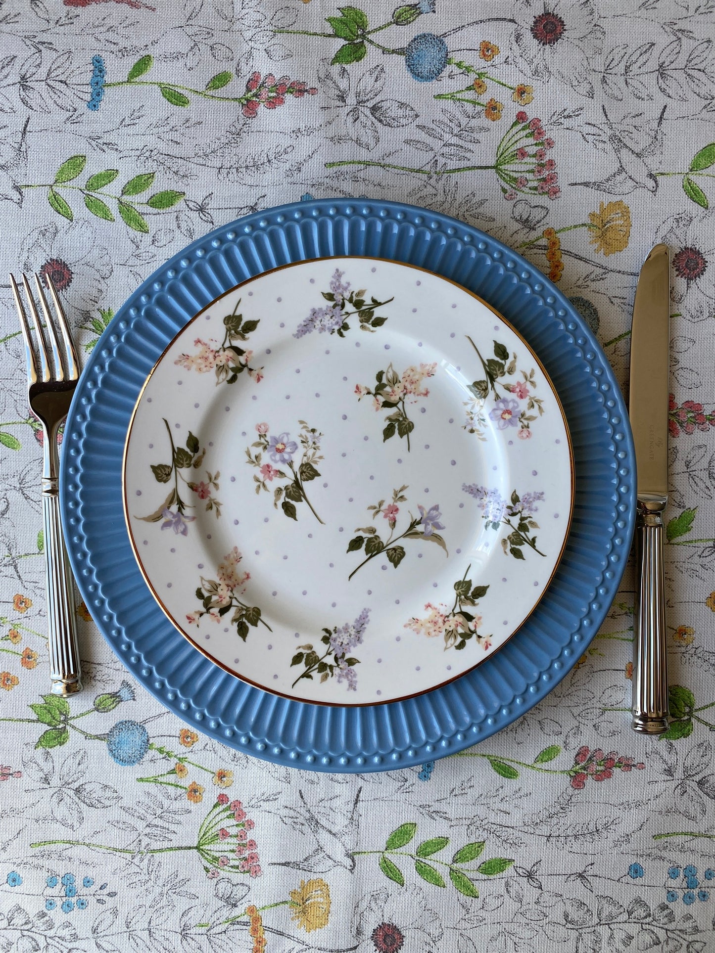 Dinner plate Alice sky blue