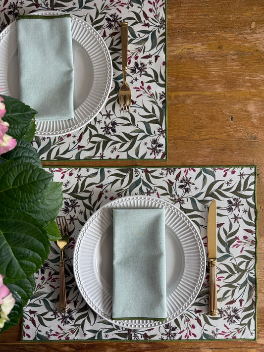 Mantel individual LUCÍA verde resinado + SERVILLETAS DE REGALO