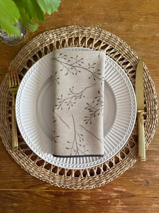 SET DE SERVILLETAS PALOMA CON RIBETE GRIS