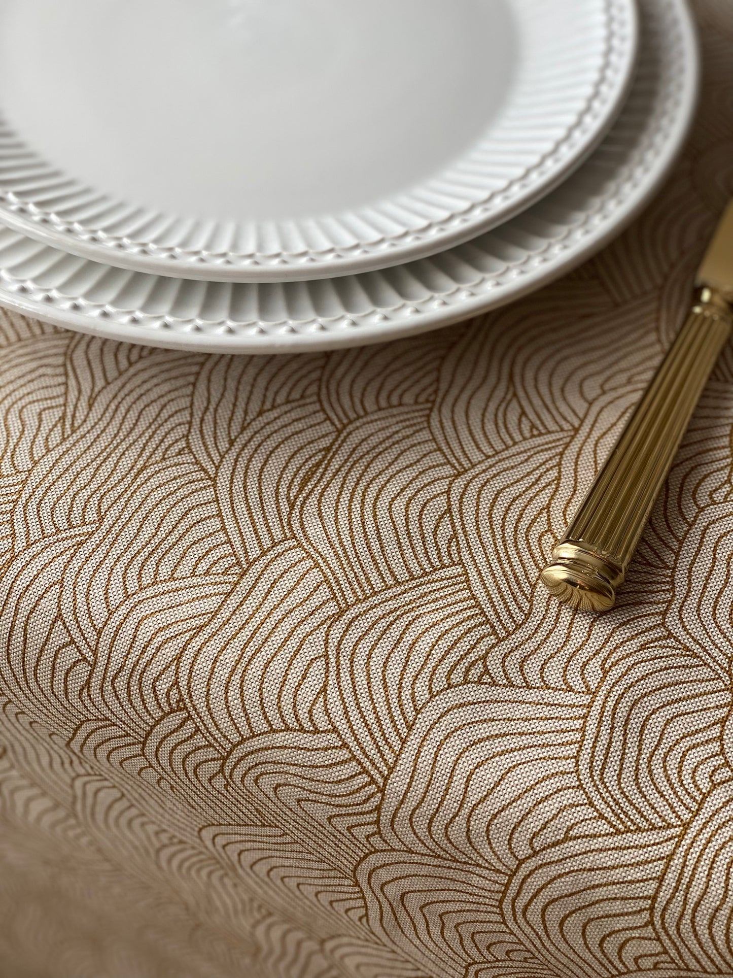 Сotton tablecloth Waves mustard