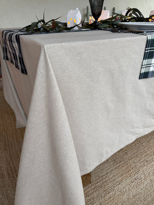 Mono beige, cotton tablecloth