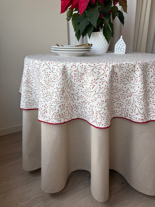 Berries, cotton round tablecloth D140cm